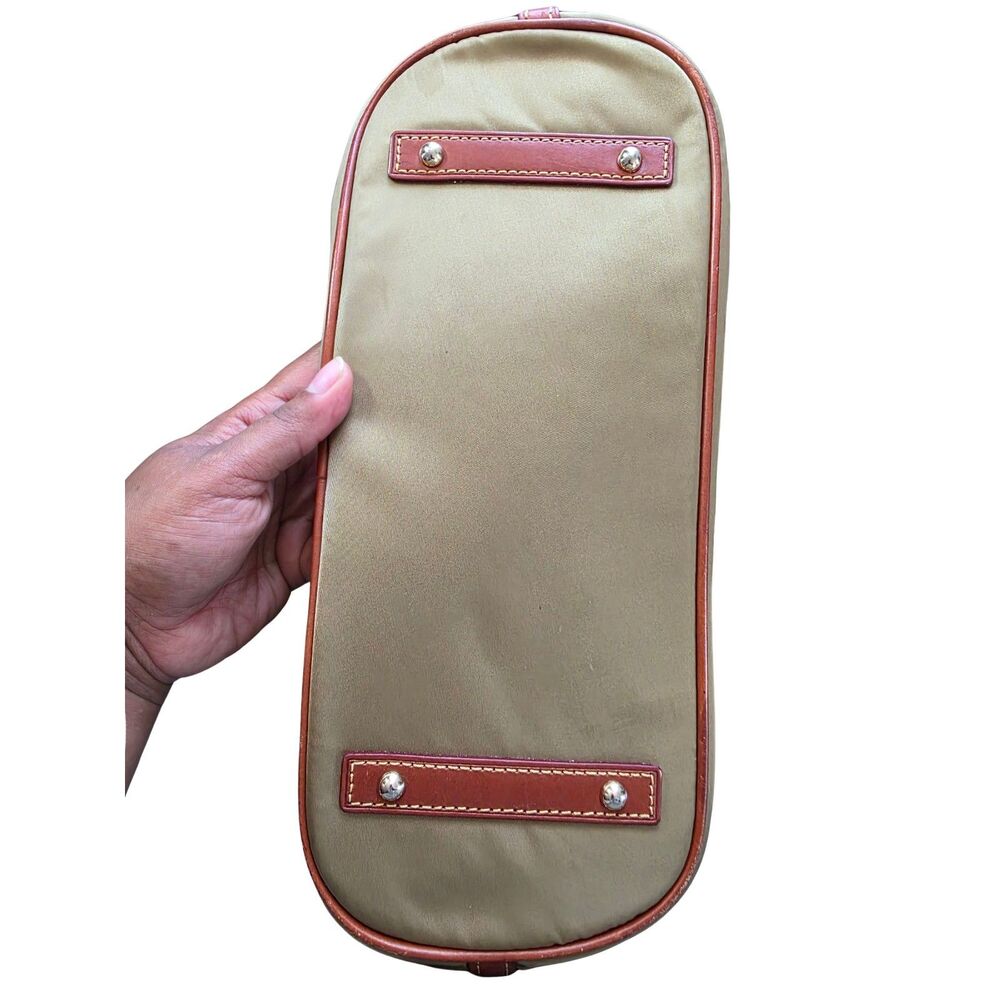 Dooney & Bourke Olive Khaki Nylon Shopper Tote Brown Leather Tassel - Picture 6 of 6